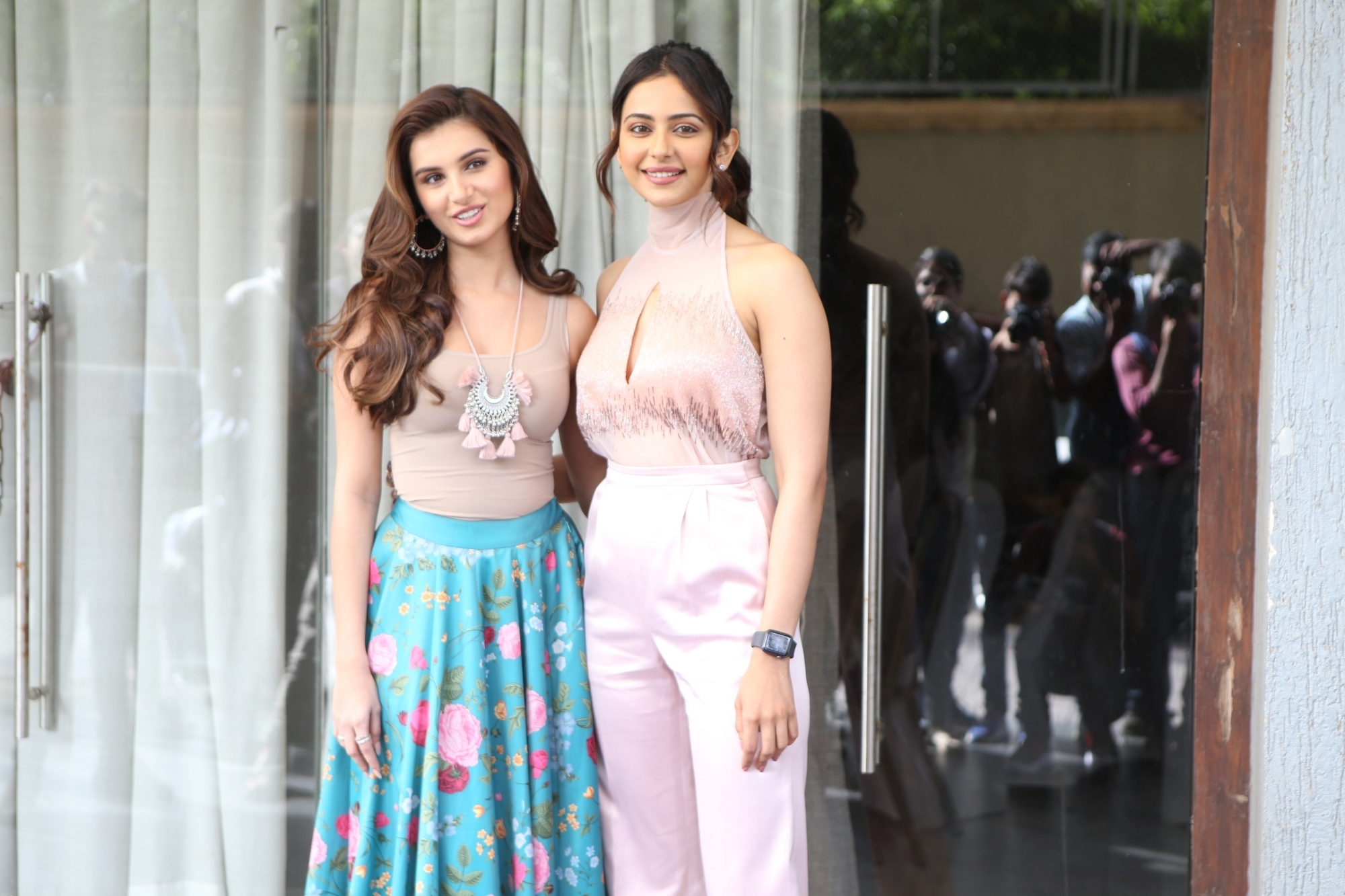 Mumbai: Actresss Rakul Preet Singh and Tara Sutaria during promotions of upcoming film "Marjaavaan" in Mumbai on Oct 31, 2019. (Photo: IANS)