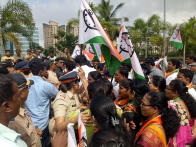 Mumbai: NCP workers stage a demonstration against Sony TV and actor and television show ÃƒÂƒÃ‚Â¢ÃƒÂ‚Ã‚Â€ÃƒÂ‚Ã‚ÂœKaun Banega CrorepatiÃƒÂƒÃ‚Â¢ÃƒÂ‚Ã‚Â€ÃƒÂ‚Ã‚Â host Amitabh Bachchan after a question asked on the show referred Maratha warrior ruler Chhatrapati Shivaji Maharaj as Shivaji; in Mumbai on Nov 8, 2019. However, Sony TV -- which airs the show -- came out to publicly admit the mistake after #Boycott_KBC_SonyTv started trending on social media. (Photo: IANS)