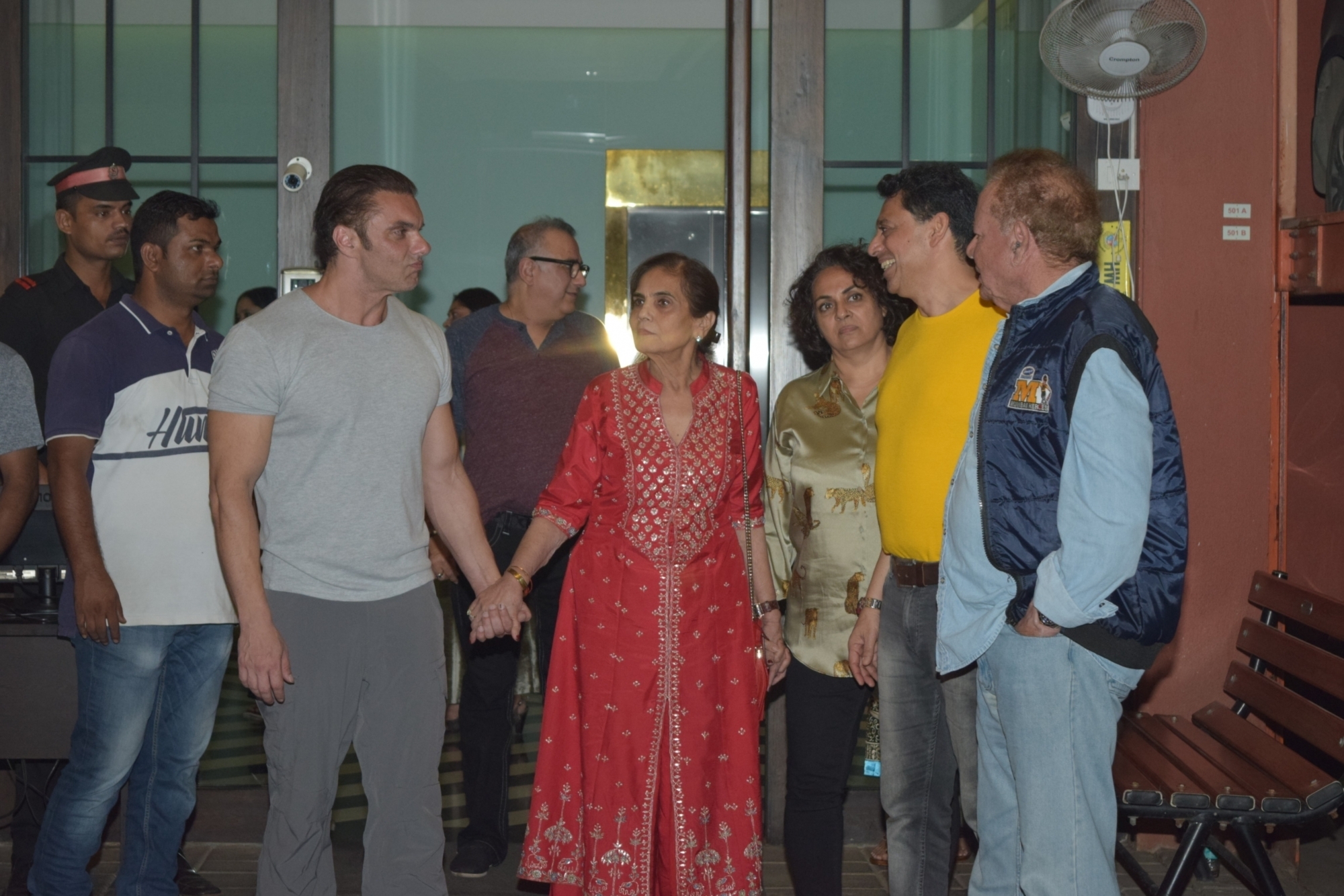 Mumbai: Writer Salim Khan, with his wife Salma Khan and son Sohail Khan at the wedding anniversary party of his daughter Arpita Khan and son-in-law Aayush Sharma in Mumbai on Nov 18, 2019. (Photo: IANS)