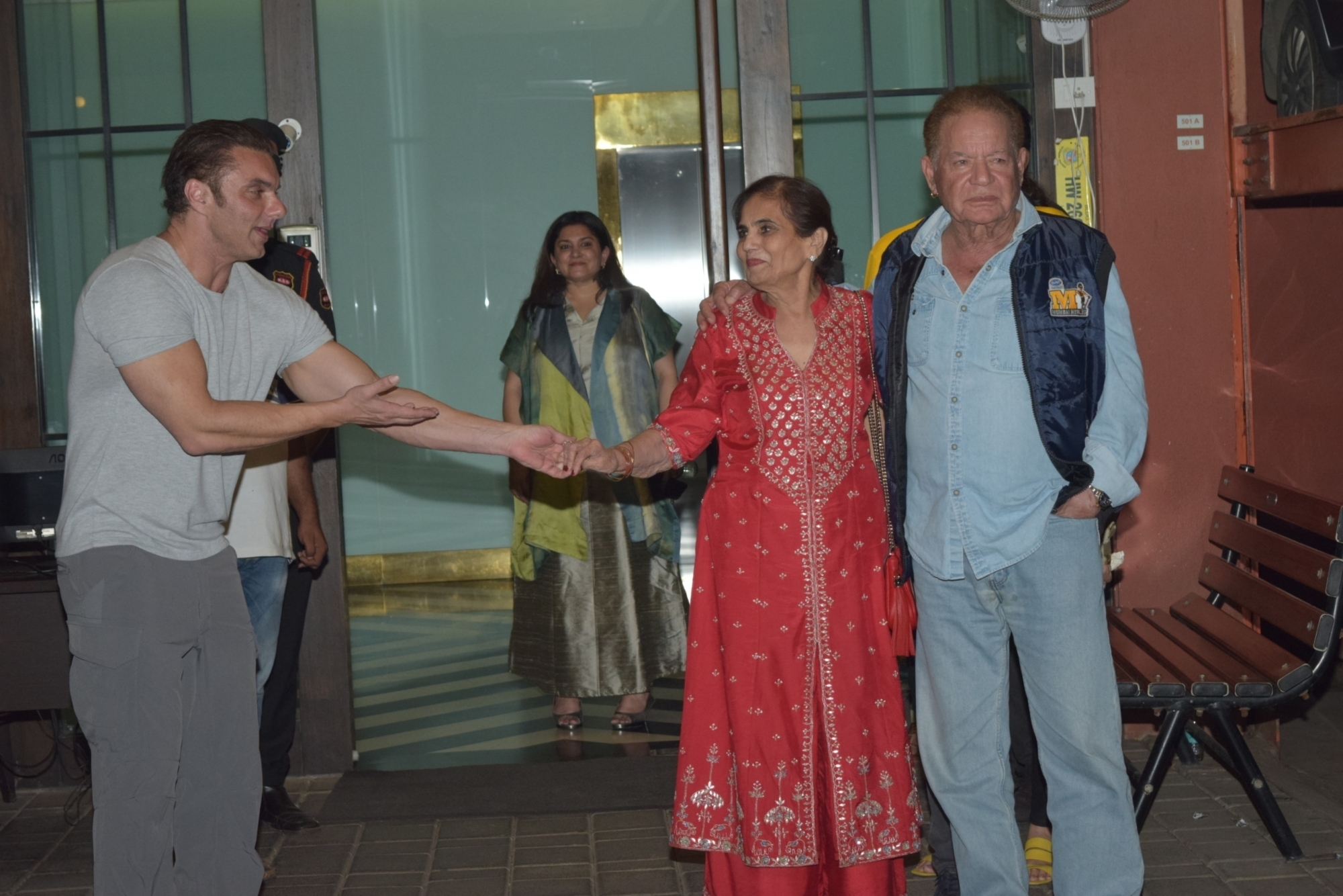 Mumbai: Writer Salim Khan, with his wife Salma Khan and son Sohail Khan at the wedding anniversary party of his daughter Arpita Khan and son-in-law Aayush Sharma in Mumbai on Nov 18, 2019. (Photo: IANS)