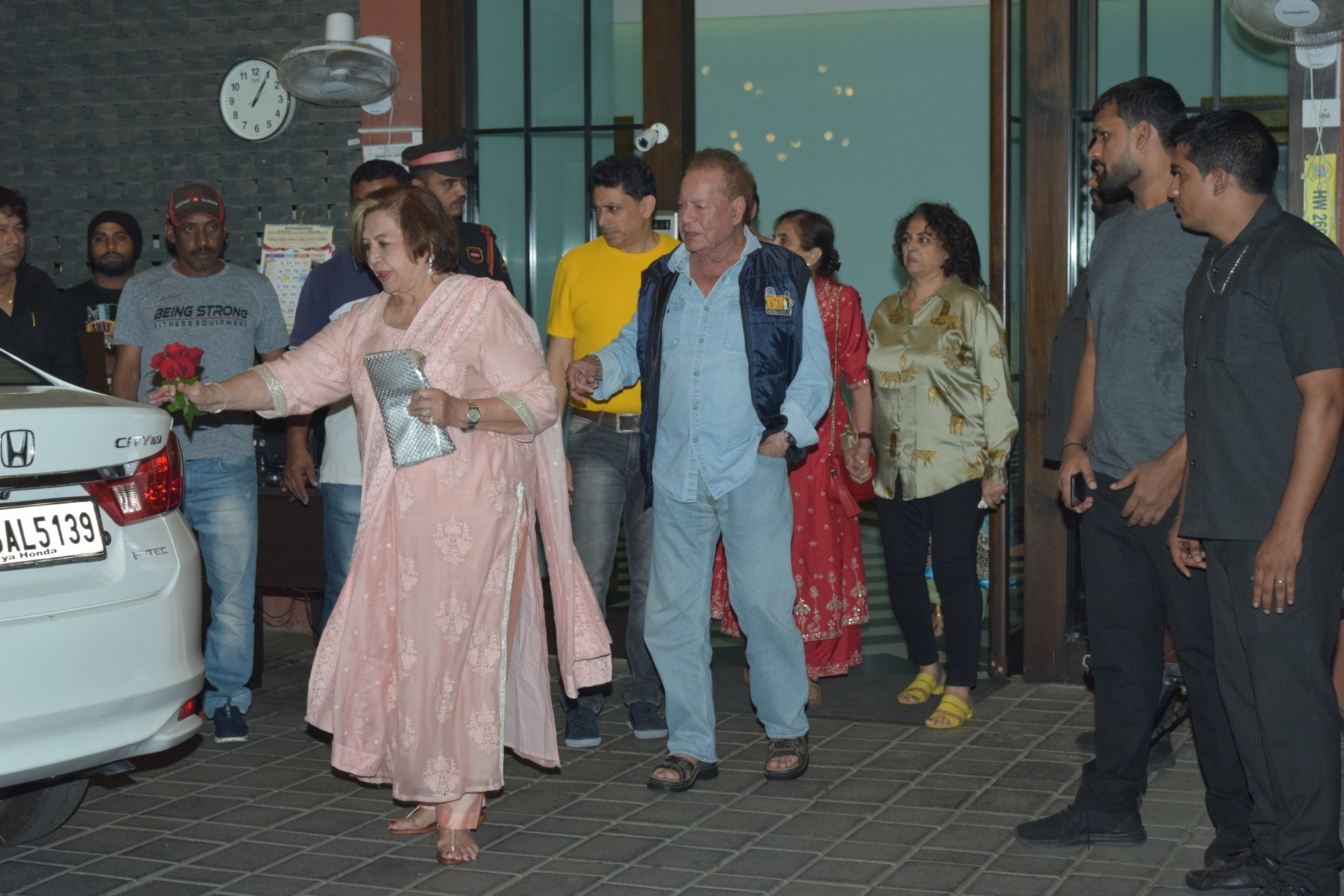 Mumbai: Writer Salim Khan and his wife Helen at the wedding anniversary party of their daughter Arpita Khan and son-in-law Aayush Sharma in Mumbai on Nov 18, 2019. (Photo: IANS)