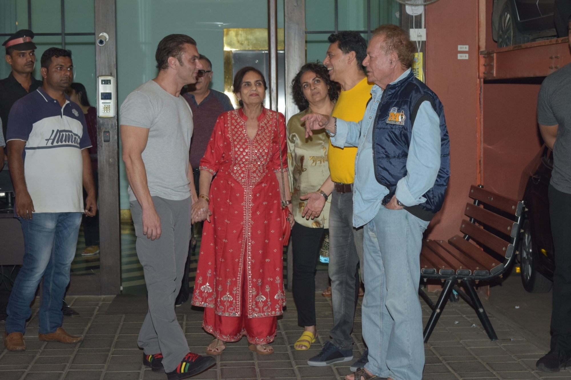 Mumbai: Writer Salim Khan, with his wife Salma Khan and son Sohail Khan at the wedding anniversary party of his daughter Arpita Khan and son-in-law Aayush Sharma in Mumbai on Nov 18, 2019. (Photo: IANS)