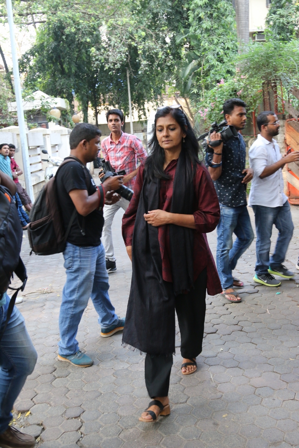 Mumbai: Actress Nandita Das at the funeral of Shaukat Azmi - veteran actress, wife of renowned Late Urdu poet and lyricist Kaifi Azmi and mother of actress Shabana Azmi - in Mumbai on Nov 23, 2019. (Photo: IANS)
