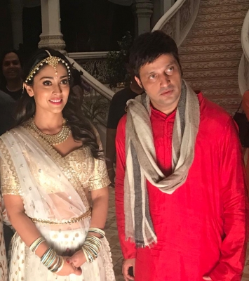 Actress Shriya Saran and choreographer Sandeep Mahavir.