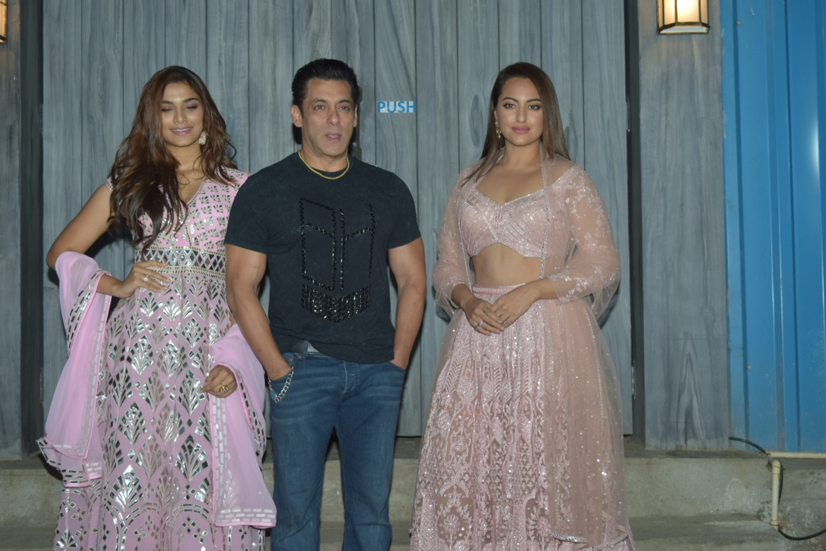 Mumbai: Actors Salman Khan, Saiee Manjrekar and Sonakshi Sinha at the promotions of upcoming film "Dabangg 3" in Mumbai on Dec 6, 2019. (Photo: IANS)