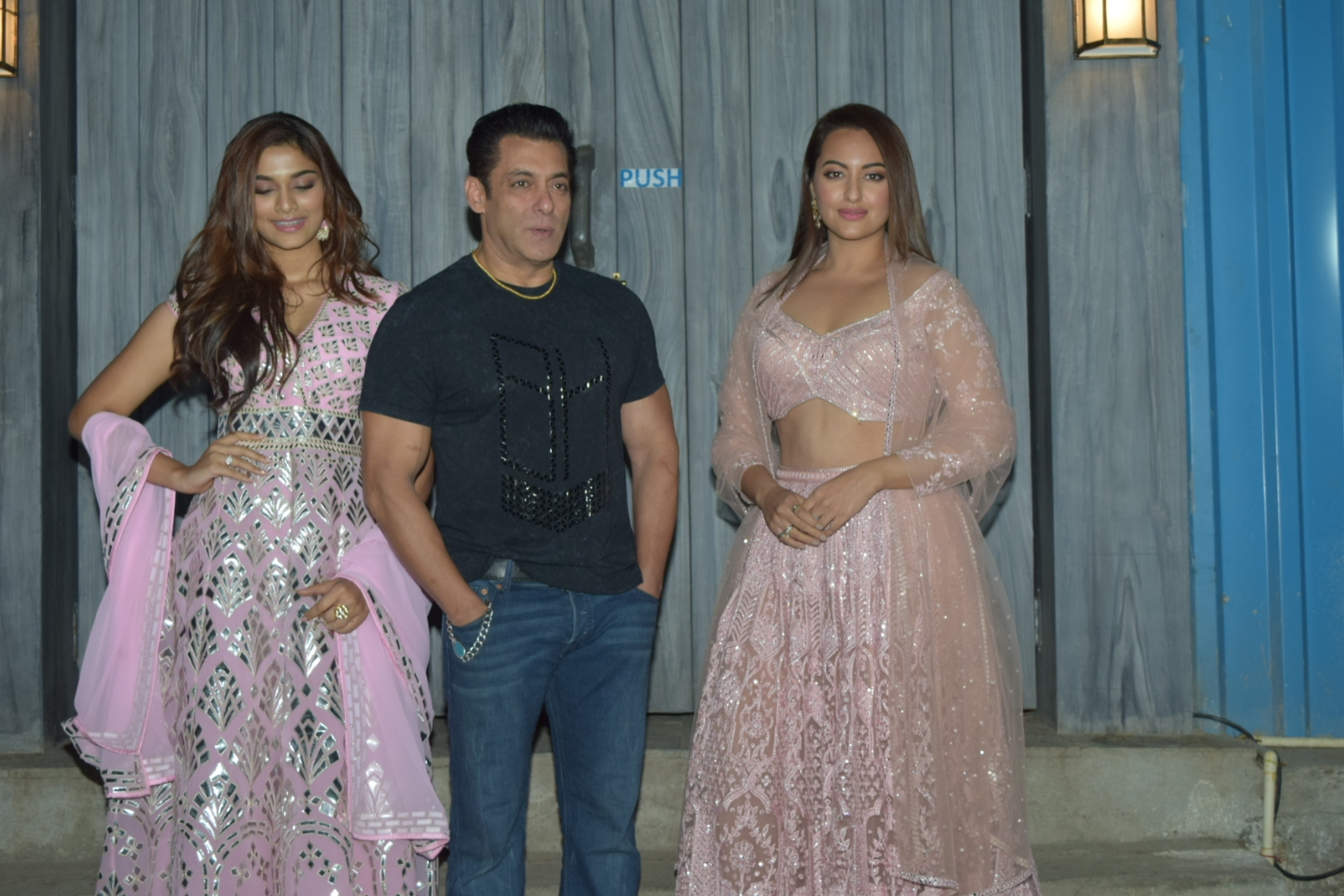 Mumbai: Actors Salman Khan, Saiee Manjrekar and Sonakshi Sinha at the promotions of upcoming film "Dabangg 3" in Mumbai on Dec 6, 2019. (Photo: IANS)