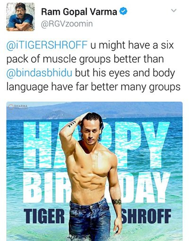 RGV Tweet On Tiger Shroff which was later deletred