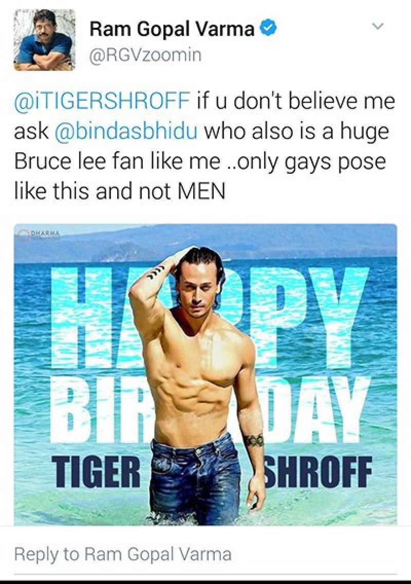 Ramg Gopal Verman's Tweet on Tiger Shroff