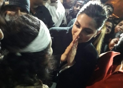 Actress Deepika Padukone visits JNU campus.