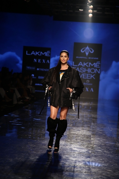 Mumbai: Actress Sunny Leone showcases the creation of fashion designer Swapnil Shinde on Day 2 of the Lakme Fashion Week Summer/Resort 2020, in Mumbai on Feb 12, 2020. (Photo: IANS)