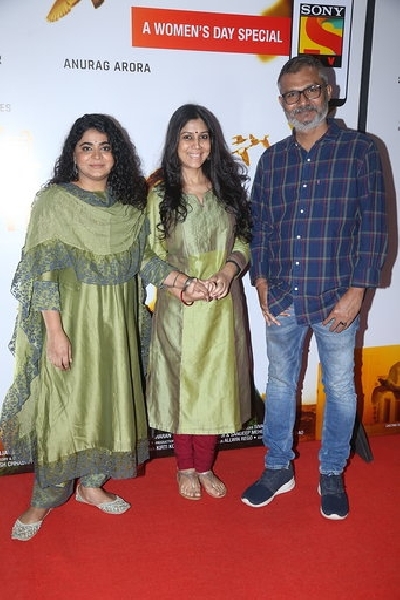 Mumbai: Directors Ashwiny Iyer Tiwari and Nitesh Tiwari with actress Sakshi Tanwar at the screening of their short film "Ghar Ki Murgi" in Mumbai on March 4, 2020. (Photo: IANS)