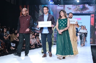 Mumbai: Actor Vivek Oberoi showcases the collection of Viviana Mall at the Bombay Times Fashion Week 2020, in Mumbai on March 14, 2020. (Photo: IANS)