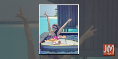 Urvashi Rautela's bikini breakfast in the pool