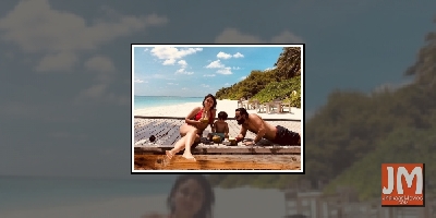 Kareena shares throwback beach pic with hubby Saif and son Taimur