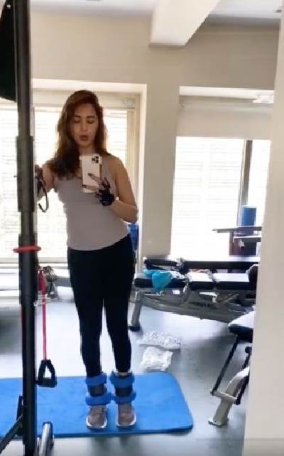 Madhuri urges people to workout at home amid COVID-19.