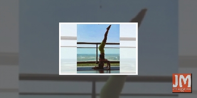 Alaya F pulls off a complicated inversion yoga pose