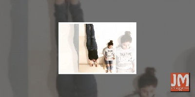 Shilpa Shetty, hubby give handstand a funny spin