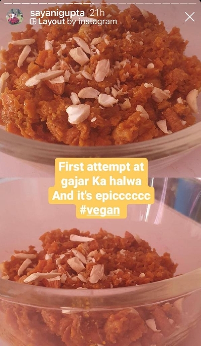 Sayani's first attempt at 'gajar ka halwa' was 'epic'.