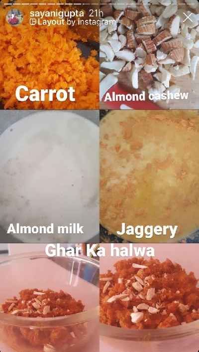 Sayani's first attempt at 'gajar ka halwa' was 'epic'.