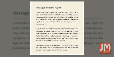 Janhvi on house help testing COVID-19 positive: Staying at home the best solution
