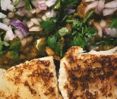 Trisha gorges on homemade pav bhaji.