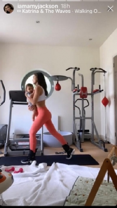 Amy Jackson exercises with her son Andreas in new post.