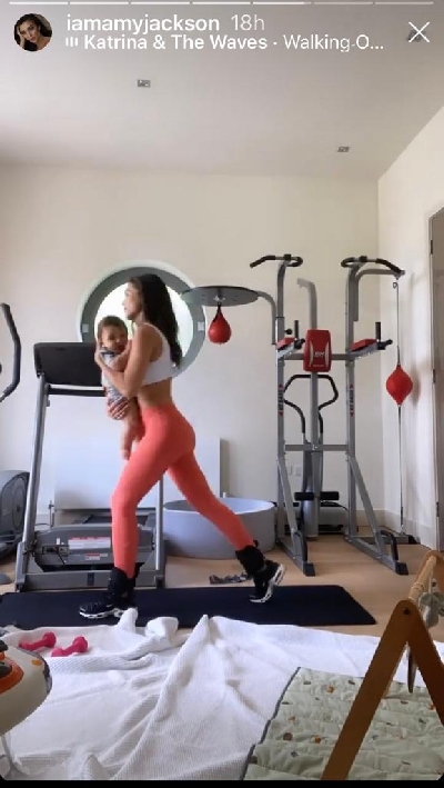 Amy Jackson exercises with her son Andreas in new post.