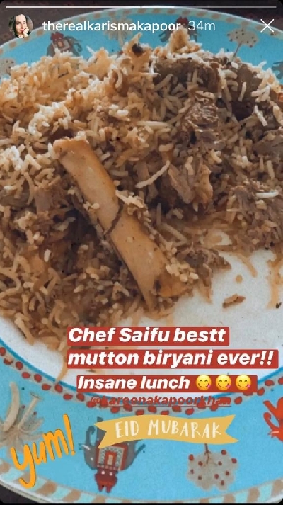 Eid special: Saif treats Kareena, Karisma with mutton biryani.