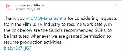 Producers Guild issues guidelines for shooting post lockdown.