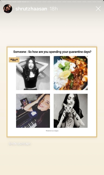 Shruti Haasan reveals what keeps her busy amid lockdown.