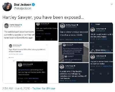 'The Flash' star Hartley Sawyer fired from show over past racist tweets.