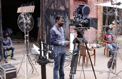 Kolkata: Shooting for a TV serial resumes after the State Government permitted the reopening of studios as part of Unlock 1.0 or phased relaxation during the fifth phase of the nationwide lockdown imposed to mitigate the spread of coronavirus, on June 11, 2020. (Photo: IANS)
