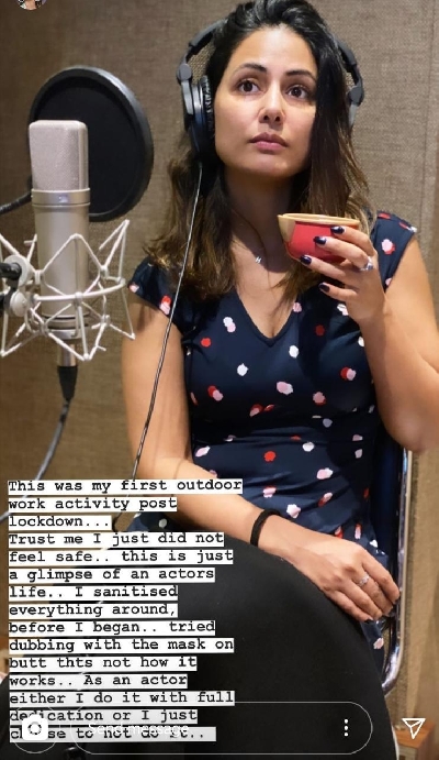 Hina Khan didn't feel safe while resuming work amid COVID-19 pandemic.