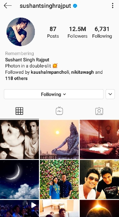 'Remembering' Sushant: Late actor's Insta account memorialised.