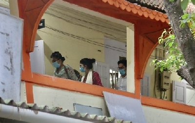 Mumbai: Actress Sanjana Sanghi arrives at the Bandra Police station in Mumbai on June 30, 2020. (Photo: IANS)