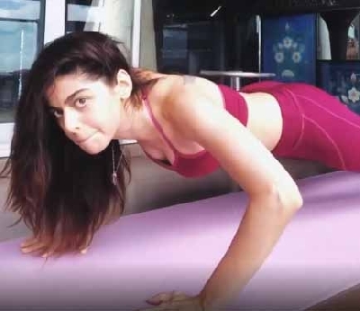 Alaya F takes up the 50 push-up challenge video.