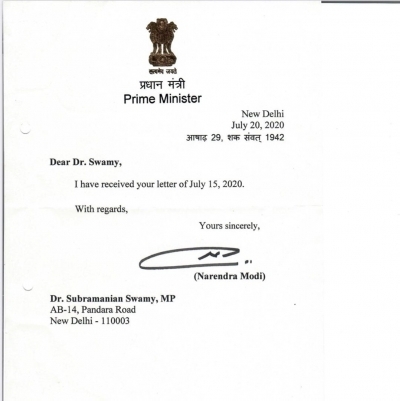 Sushant Singh Rajput suicide case: PM Modi acknowledges SwamyÃƒÂƒÃ‚Â¢ÃƒÂ‚Ã‚Â€ÃƒÂ‚Ã‚Â™s letter.