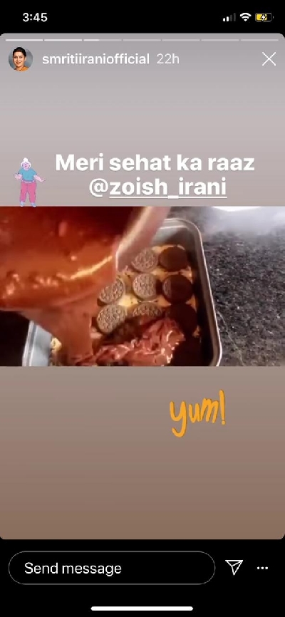 Smriti Irani's 'favourite pastry chef' is daughter Zoish.