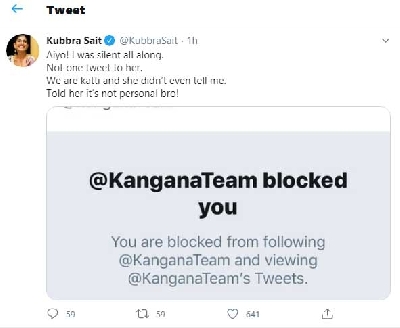 Kubbra Sait and Kangana Ranaut are 'katti' on Twitter.