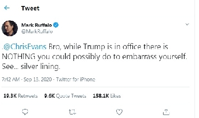 Chris Evans accidentally leaks explicit photo, Mark Ruffalo reacts.