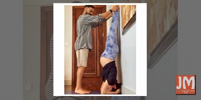 Pregnant Anushka Sharma performs Shirshasana with Virat's support