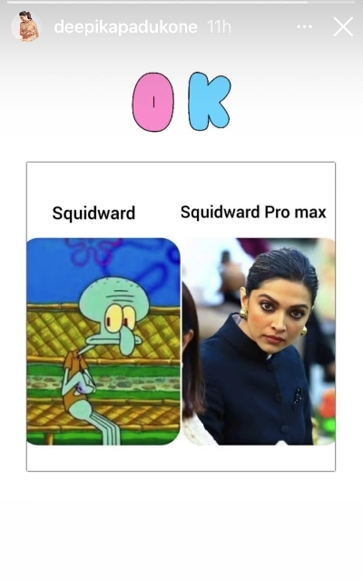 Deepika Padukone posts 'SpongeBob' meme on herself.