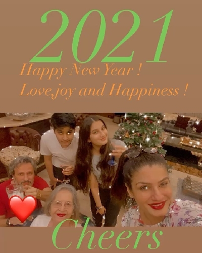 Raveena Tandon raises toast to 2021 with non alcoholic juice (Photo Credit: Instagram)