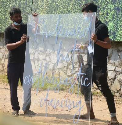 MUMBAI:Decoration setup for Varun Dhawan and Natasha Dalal Marriage on Sunday on 24 Jan 2021. (Photo: IANS)