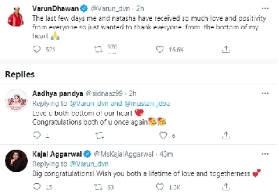 Varun Dhawan overwhelmed with love post marriage to Natasha (credit: @Varun_dvn/twitter)
