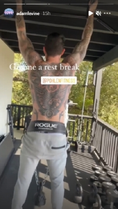 Adam Levine flaunts fit body in shirtless workout session (Credit: Instagram) Adam Levine flaunts fit body in shirtless workout session (Credit: Instagram)