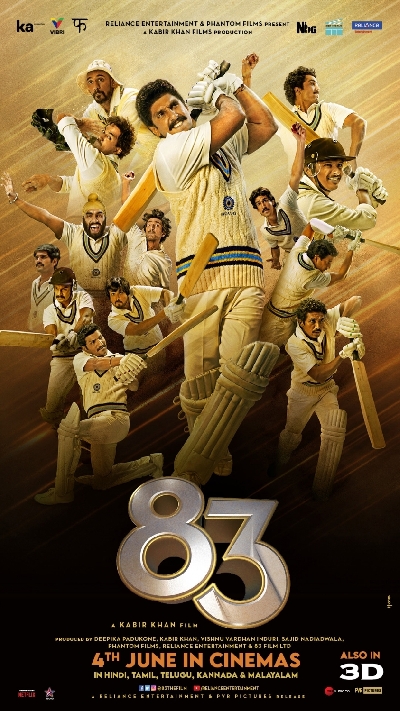 Ranveer Singh-starrer '83' will be out in theatres on June 4th 2021.
