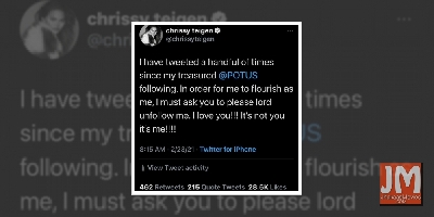 Chrissy Teigen asks President Biden to unfollow her: It's not you, it's me