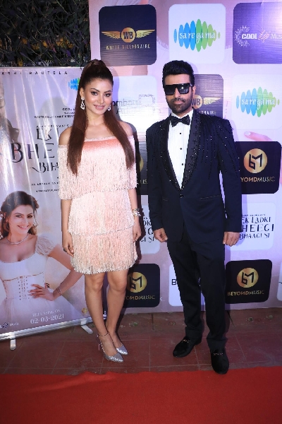 Mumbai: Launch Celebration Of Ek Ladki Bheegi Bhaagi Si Featuring Ajay Keswani & Urvashi Rautela on Monday 01st March 2021.(Photo: IANS)