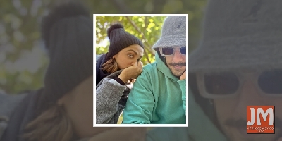 Ranveer, Deepika play 'peek-a-boo' with camera